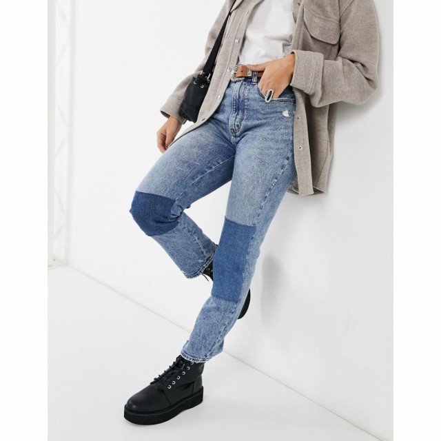 アバクロンビーandフィッチ Abercrombie and Fitch レディース ジーンズ・デニム ボトムス・パンツ Patchwork Jean In Mid Wash インディ