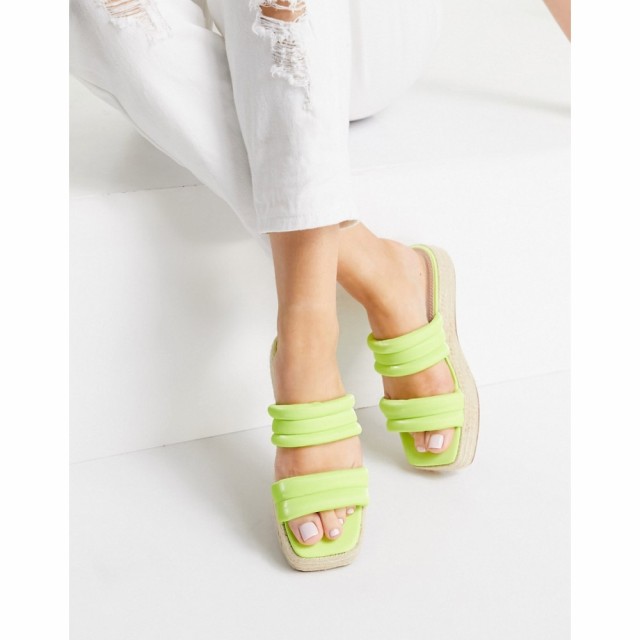 エイソス ASOS DESIGN レディース エスパドリーユ サンダル・ミュール シューズ・靴 Jumble Padded Espadrille Mules In Chartreuse イエ