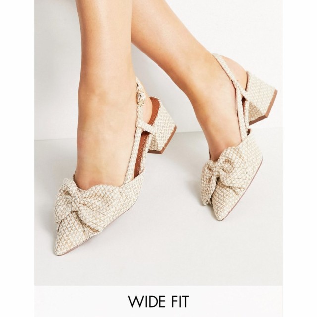 エイソス ASOS DESIGN レディース ヒール シューズ・靴 Wide Fit Spring Bow Mid Heeled Shoes In Natural