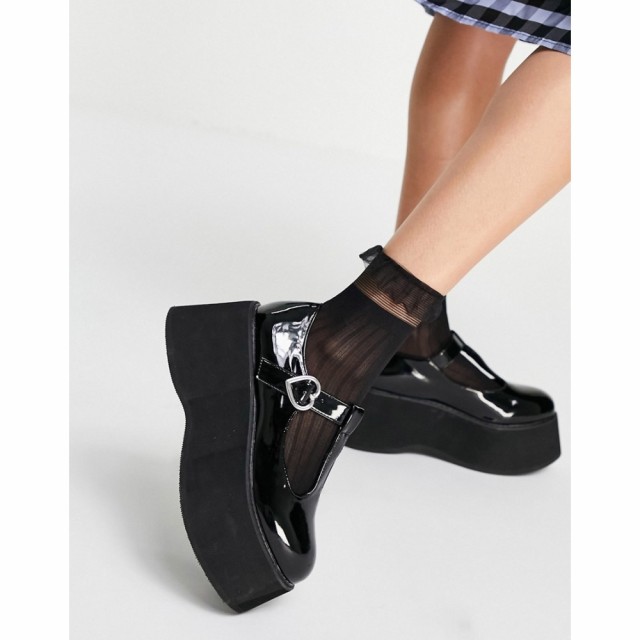 コイフットウェア Koi Footwear レディース スリッポン・フラット 厚底 シューズ・靴 Mary-Jane Flatform Shoes In Black Patent ブラッ