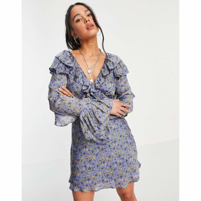 フリーピープル Free People レディース ワンピース ミニ丈 ワンピース・ドレス Sweetest Thing Floral Mini Dress In Blue Multi ブルー