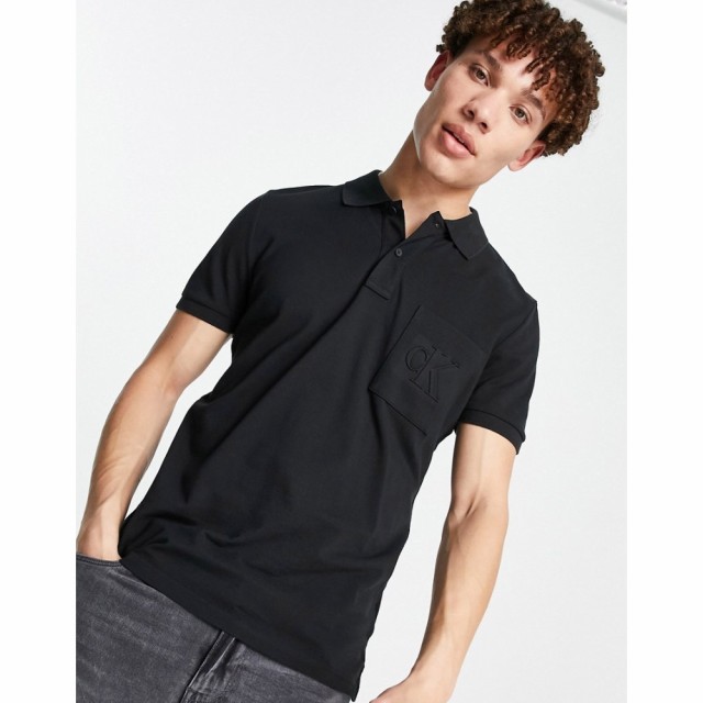 カルバンクライン Calvin Klein Jeans メンズ ポロシャツ トップス Embossed Polo Shirt ブラック