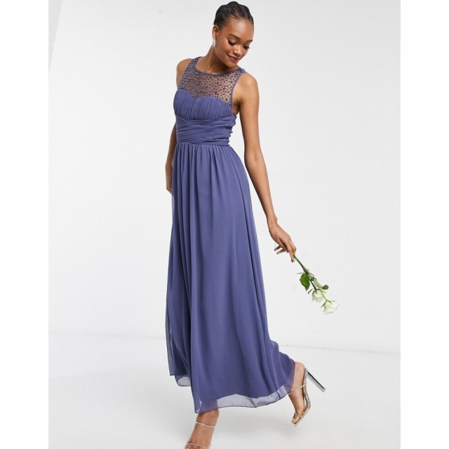 リトル ミストレス Little Mistress レディース パーティードレス マキシ丈 Bridesmaid Chiffon Maxi Dress With Pearl Embellishment In