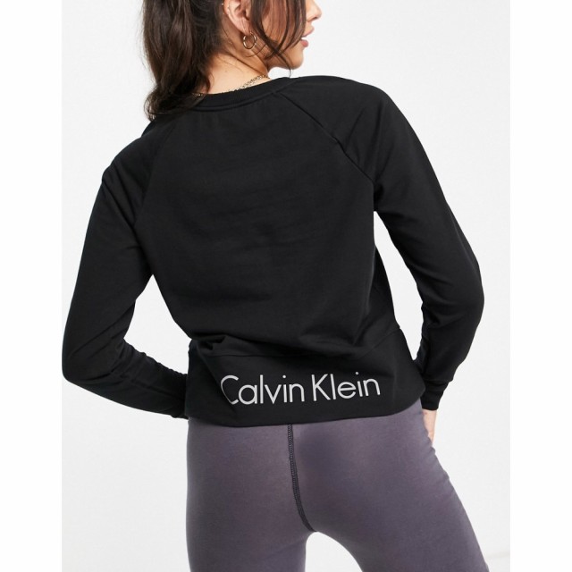 カルバンクライン Calvin Klein レディース スウェット・トレーナー トップス Eco Cotton Logo Detail Sweatshirt In Black ブラック