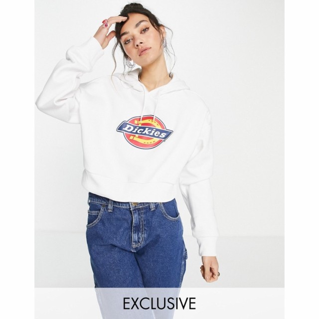 ディッキーズ Dickies レディース パーカー クロップド トップス Icon Logo Cropped Hoodie In White Exclusive At Asos ホワイト