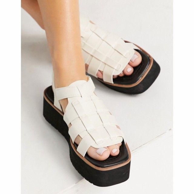 ストラディバリウス Stradivarius レディース サンダル・ミュール 厚底 シューズ・靴 Flatform Multi Strap Sandal In White ホワイト