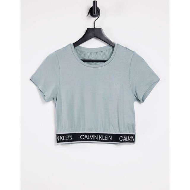 カルバンクライン Calvin Klein Performance レディース Tシャツ ロゴTシャツ トップス Logo Tape T Shirt Co-Ord In Green