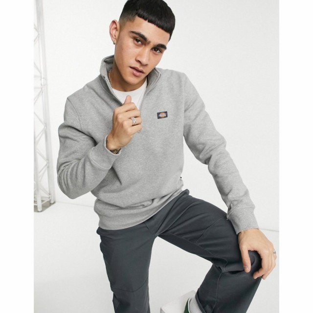 ディッキーズ Dickies メンズ スウェット・トレーナー トップス Oakport 1/4 Zip Sweatshirt In Grey グレーメランジ