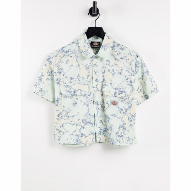 ディッキーズ Dickies レディース ベアトップ・チューブトップ・クロップド トップス Sunburg Cropped Tie-Dye Work Shirt In Blue ブル