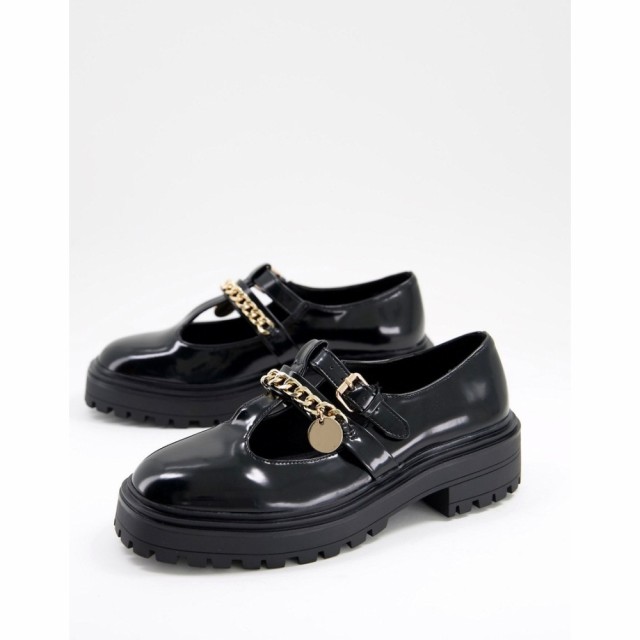 エイソス ASOS DESIGN レディース スリッポン・フラット シューズ・靴 Maxy Chunky Mary Jane Flat Shoes In Black ブラック