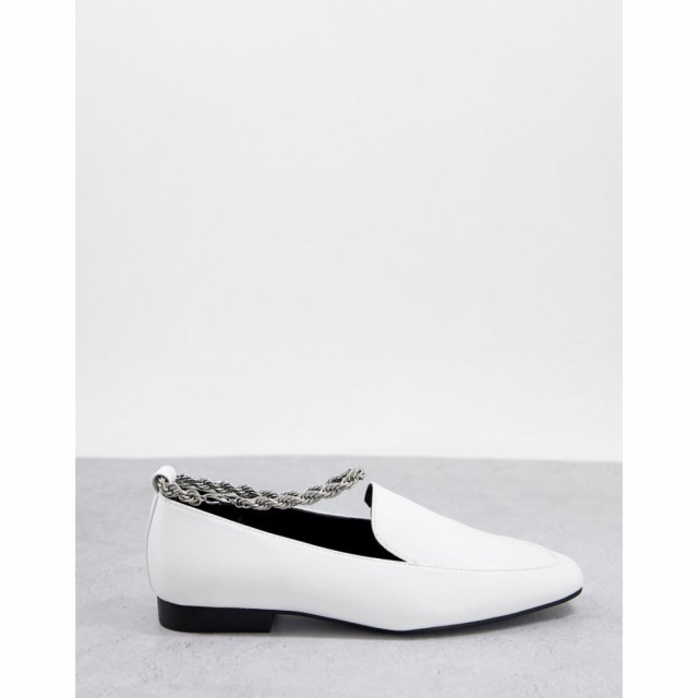 エイソス ASOS DESIGN レディース ローファー・オックスフォード シューズ・靴 Matter Ankle Chain Loafers In White ホワイト