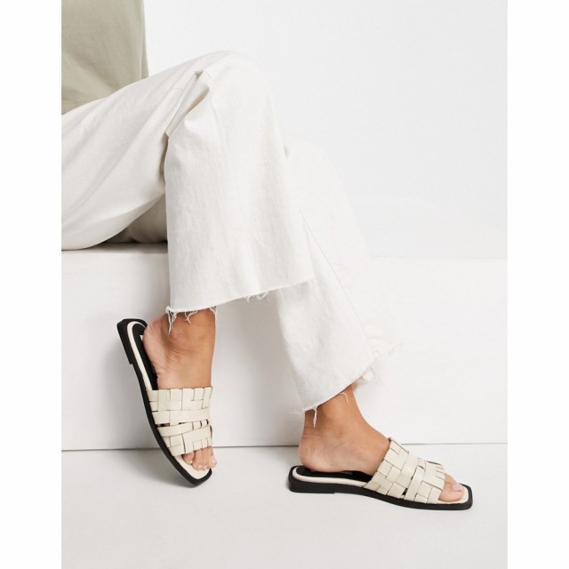 ASRA レディース サンダル・ミュール フラット シューズ・靴 Syril Flat Woven Sandals In Milk Leather