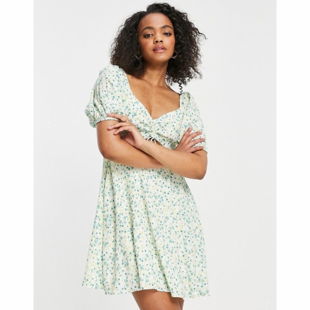 フォーエバーニュー Forever New レディース ワンピース ミニ丈 ワンピース・ドレス Cut Out Puff Sleeve Mini Dress In Pistachio Flora