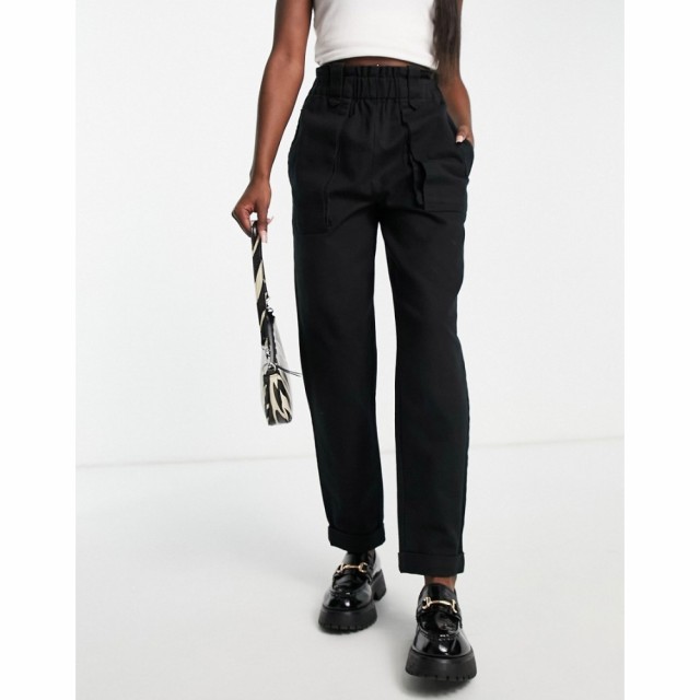 オブジェクト Object レディース ボトムス・パンツ Organic Cotton High Waisted Clean Utility Trouser In Black ブラック