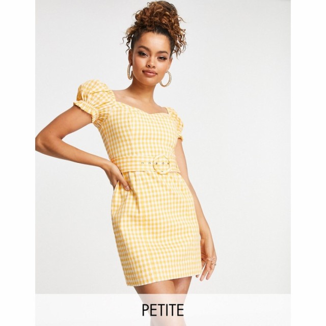 フォーエバーニュー Forever New Petite レディース ワンピース ミニ丈 ワンピース・ドレス Puff Sleeve Belted Mini Dress In Amber Gin