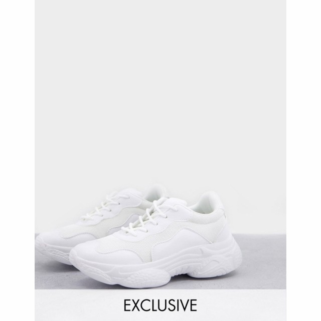 ミスガイデッド Missguided レディース スニーカー シューズ・靴 Chunky Sole Mesh Panel Trainers In White ホワイト