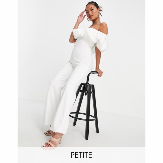 クラブ エル Club L London Petite レディース オールインワン ジャンプスーツ ワンピース・ドレス Frill Jumpsuit In White ホワイト