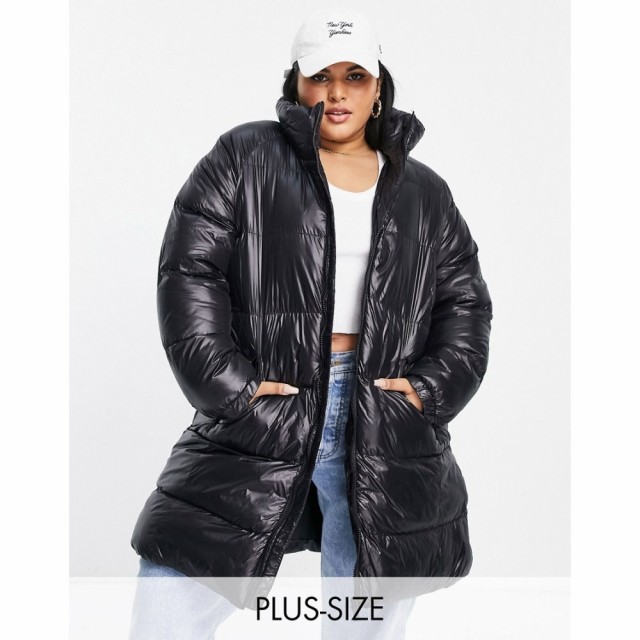 ブレイブソウル Brave Soul Plus レディース ダウン・中綿ジャケット マキシ丈 ロング アウター Rio Maxi Longline Puffer Jacket ブラッ