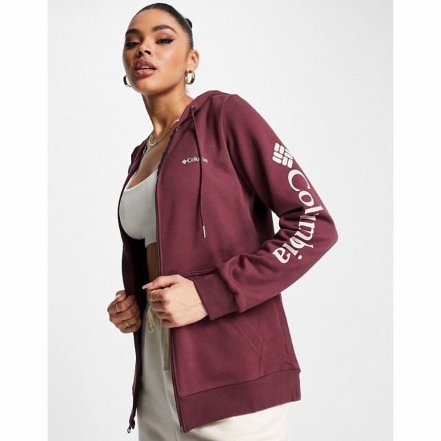 コロンビア Columbia レディース パーカー トップス Logo Full Zip Hoodie In Burgundy バーガンディ