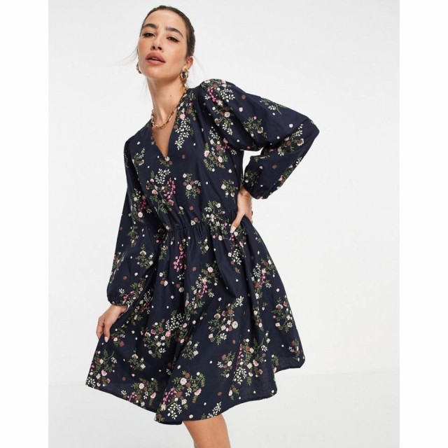 ワイ エー エス Y.A.S レディース ワンピース ワンピース・ドレス Nula Volume Sleeve Printed Smock Dress In Blue