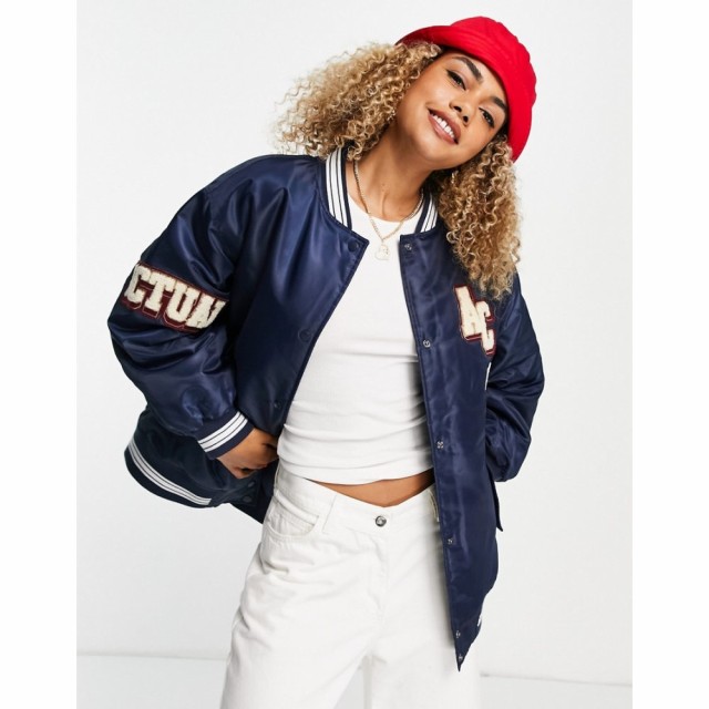 エイソス ASOS DESIGN レディース ブルゾン ミリタリージャケット アウター Varsity Bomber Jacket In Navy ネイビー