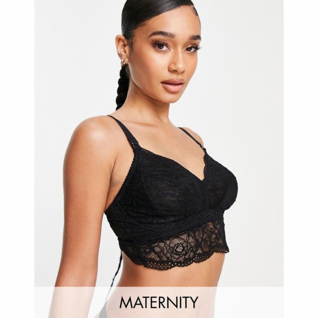 ホットミルク Hotmilk レディース ブラレット インナー・下着 Nursing Heroine Lightly Lined Lace Longline Bralette In Black ブラック