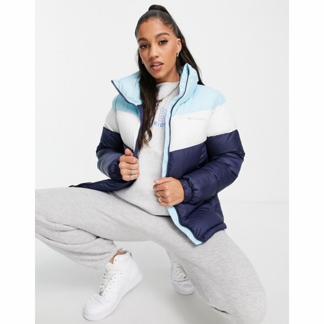 コロンビア Columbia レディース ダウン・中綿ジャケット アウター Puffect Colour Block Jacket In Blue/White ブルー/ホワイト