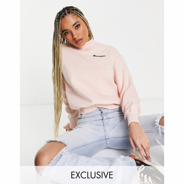 チャンピオン Champion レディース スウェット・トレーナー トップス Small Logo High Neck Sweatshirt In Pink- Exclusive To Asos