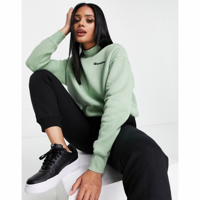 チャンピオン Champion レディース スウェット・トレーナー トップス Small Logo Cowl Neck Sweatshirt In Green- Exclusive To Asos グ