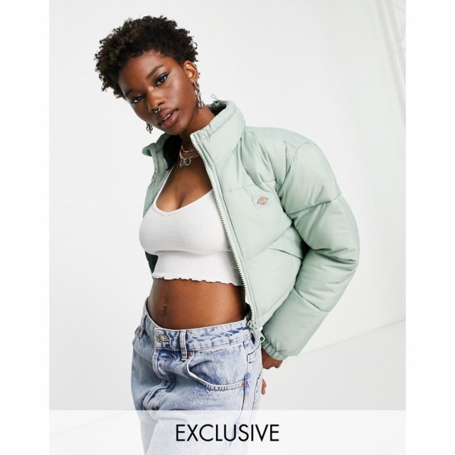 ディッキーズ Dickies レディース ダウン・中綿ジャケット アウター Atlanta Cropped Puffer Jacket In Jade Green Exclusive At Asos グ