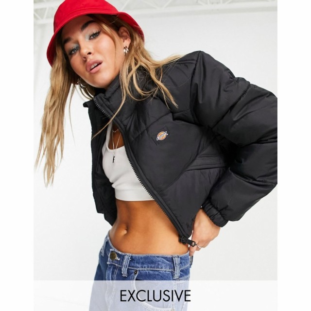 ディッキーズ Dickies レディース ダウン・中綿ジャケット アウター Atlanta Cropped Puffer Jacket In Black Exclusive At Asos ブラッ