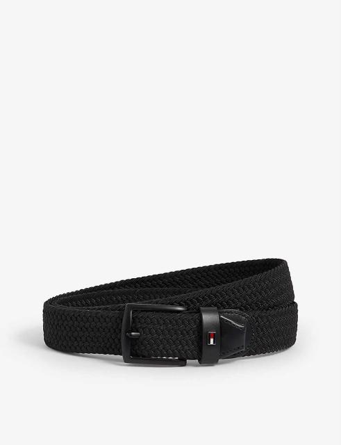 トミー ヒルフィガー Tommy Hilfiger メンズ ベルト Denton Logo Plaque Woven Belt Black Radiohcjb Org