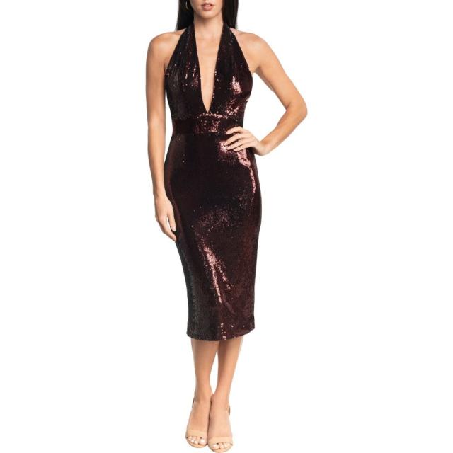 最先端 ドレス ザ ポピュレーション Dress The Population レディース ワンピース ミドル丈 ワンピース ドレス Vanessa Sequin Halter Midi Dre 日本全国送料無料 Aguacatesechartea Com
