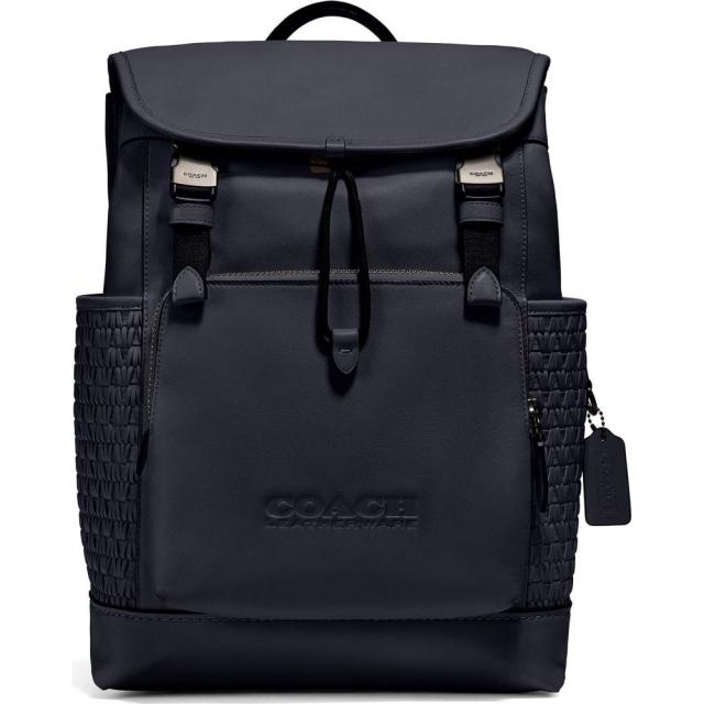 人気定番 コーチ Coach メンズ バックパック リュック バッグ League Woven Detail Leather Backpack Ji Midnight Navy 在庫有 Www Bnooon Com