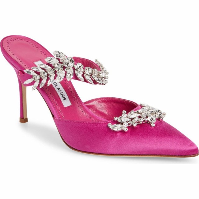 わけあり並の激安価格 マノロブラニク Manolo Blahnik レディース サンダル ミュール シューズ 靴 Lurum Jewel Leaf Mule Fuschia Satin Sale 送料無料 Www Bnooon Com