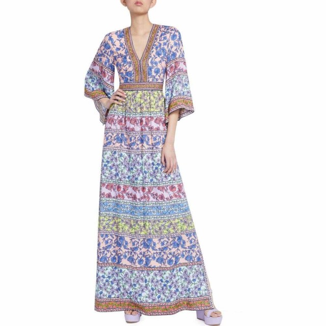 最高の品質 アリス アンド オリビア Alice Pay Olivia オリビア レディース ワンピース マキシ丈 ワンピース ドレス Lena Mixed Print Maxi Dress Ditsy Border ホウホクチョウ C648ed30 Wahaalfikir Com