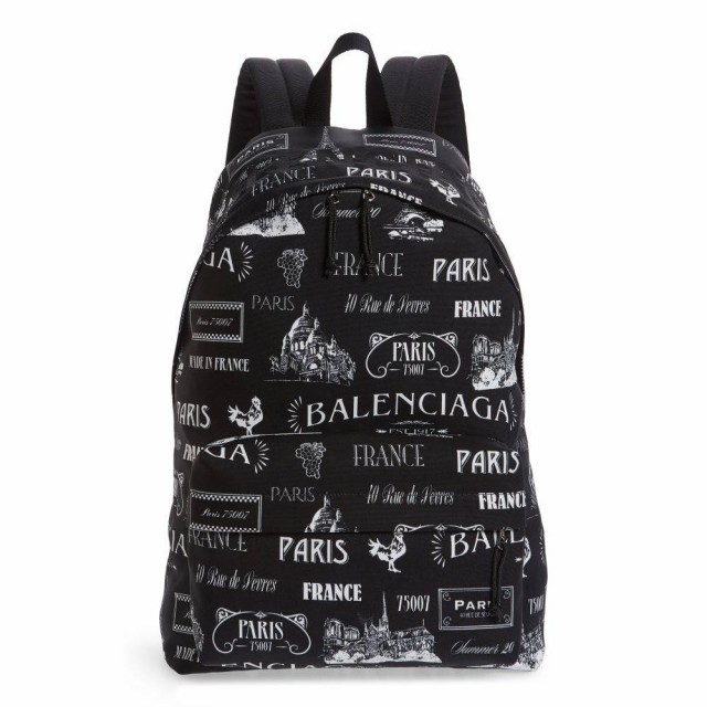 10 Off バレンシアガ Balenciaga メンズ バックパック リュック バッグ Black Logo White Allover Wheel Backpack