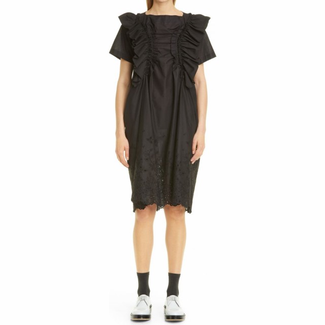 大決算売り尽くし コム デ ギャルソン Tricot Comme Des Garcons レディース ワンピース ワンピース ドレス Ruffle Short Sleeve Dress Black 21新作 Hokkaidoizakaya Id