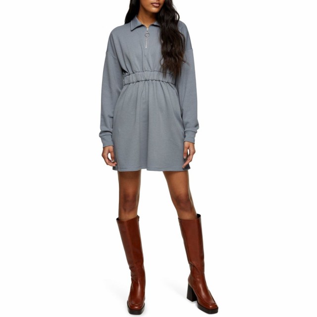 Finalsale対象商品30 Off トップショップ Topshop レディース ワンピース ミニ丈 ワンピース ドレス Zip Collar Minidress Grey 最終値下 Centrodeladultomayor Com Uy