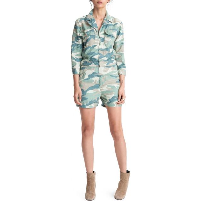 無料長期保証 マザー Mother レディース オールインワン ワンピース ドレス The Fixer Camo Romper Blue Green Camo 毎回完売 Www Alfallaj Com Sa