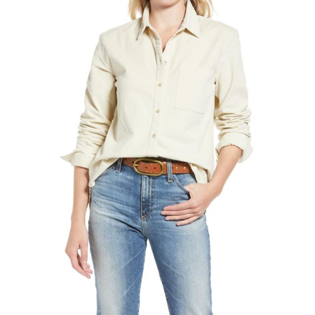 直販ショップ トレジャーandボンド Treasure And Bond レディース ブラウス シャツ トップス Cord Boyfriend Shirt Ivory Bone 売行き好調の商品 Triplex Ee