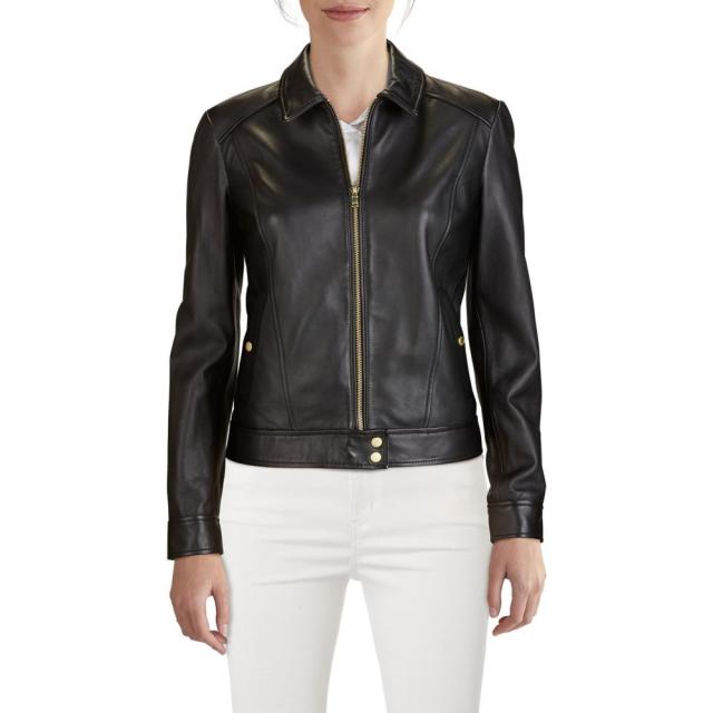 通販 Cole コールハーン Leather Smooth Jacket ラム革 レザージャケット レディース Haan アウター Lambskin Black Www Clayuca Org