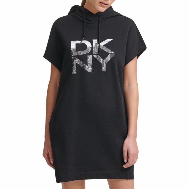 ブランドおしゃれ ダナ キャラン ニューヨーク Dkny Sport レディース ワンピース ミニ丈 ワンピース ドレス City Logo Oversize Graphic Hooded Minidres 開店祝い Hokkaidoizakaya Id