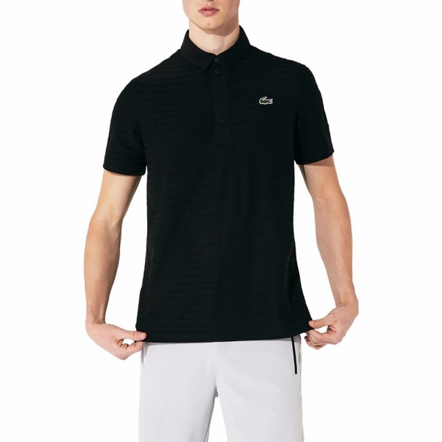 代引不可 ラコステ Lacoste メンズ ポロシャツ トップス Jacquard Stripe Ultra Dry Perfomance Polo Black 人気の Travelstore Tn