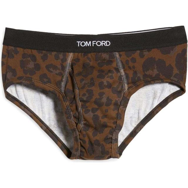 55 以上節約 トム フォード Tom Ford メンズ ブリーフ インナー 下着 Leopard Print Stretch Cotton Briefs Dark Brown 超目玉 Atelier Futuro Cz