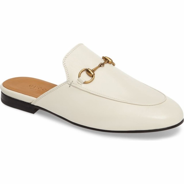 輝く高品質な グッチ Gucci レディース ローファー オックスフォード シューズ 靴 Princetown Loafer Mule White Leather