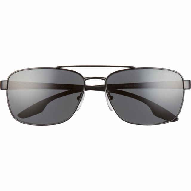 プラダ Prada Linea Rossa メンズ メガネ サングラス 62mm Oversize Navigator Sunglasses Matte Black Dark Grey