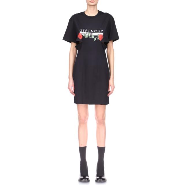 独特の上品 Givenchy ジバンシー レディース Black Dress T Shirt Cutouts Graphic Rose ワンピース ドレス Tシャツワンピース ワンピース ロング マキシ丈 Mioutlets Cl