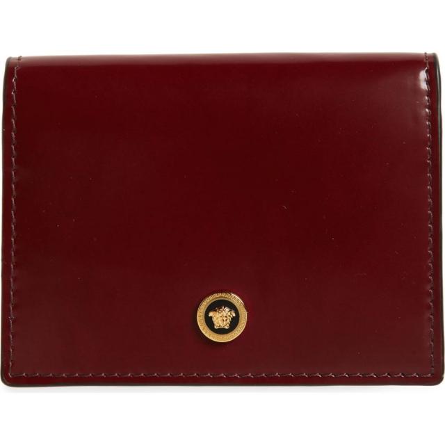 ヴェルサーチ Versace メンズ 財布 二つ折り メデューサ Medusa Hot Burgundy Gold Bifold Wallet Leather 本物