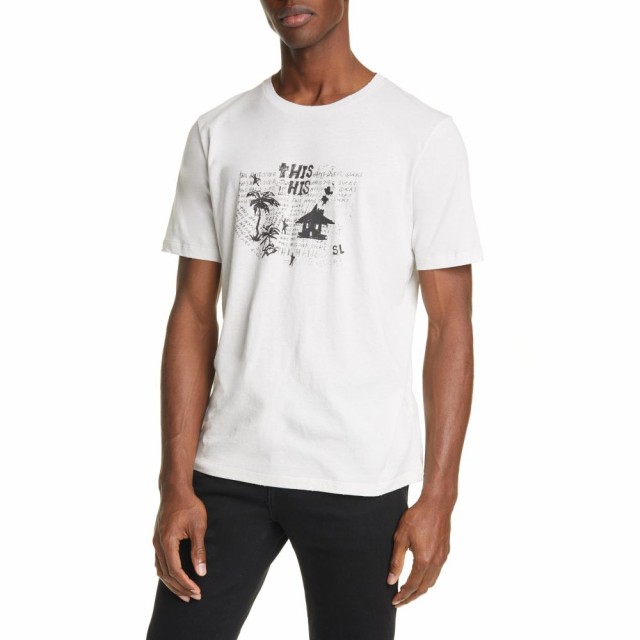 税込 イヴ サンローラン Saint Laurent メンズ Tシャツ Crewneck T Shirt Beige Hangover トップス